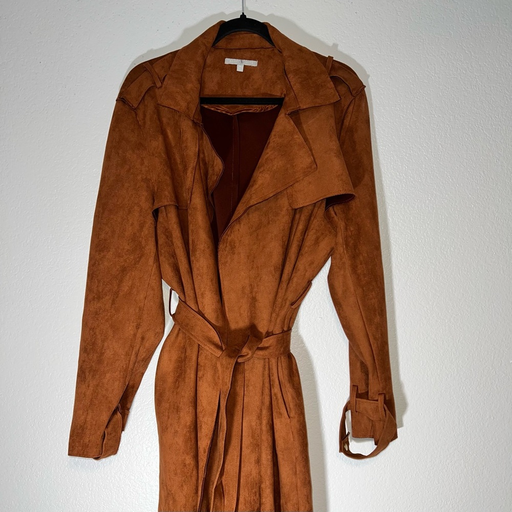 Heart N Crush 2XL Caramel Faux Leather Trench Coat